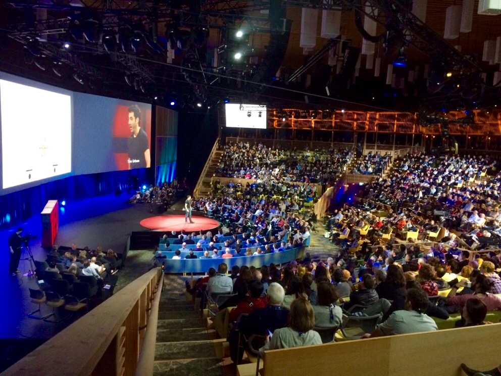 photo of Tim Urban on stage at TED2016